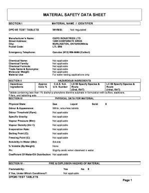 Fillable Online MSDS DPD 3 TEST TABLETS Doc Fax Email Print PdfFiller