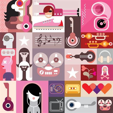 Musical pop art collage 11204112 Vector Art at Vecteezy