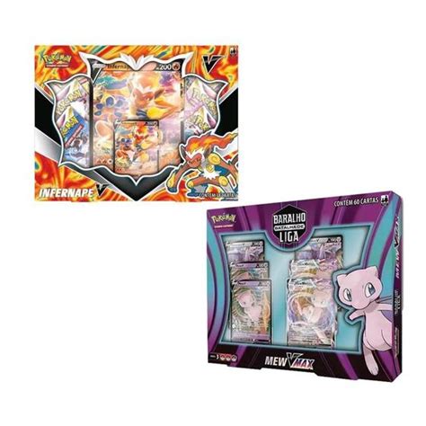 Box Pokemon Card Baralho Infernape Batalha De Liga Mew Vmax Copag