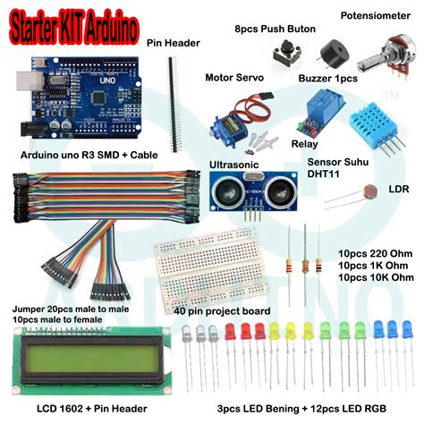 Jual Starter Kit Arduino Uno R Compatible Paket Untuk Pemula