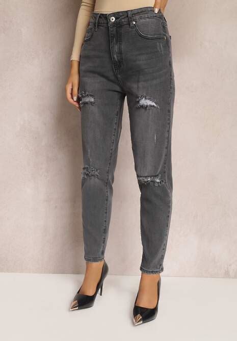 Szare Jeansy Mom Fit Sunda W Renee Pl