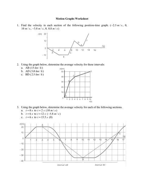 Velocity Time Graph Worksheets