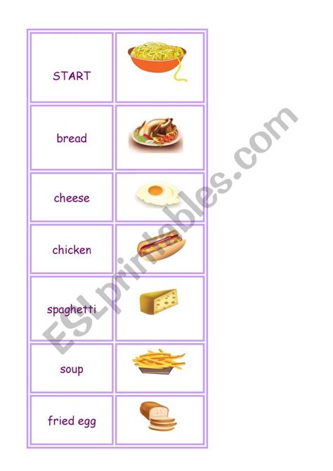 Food Vocabulary Domino Esl Worksheet By Islascanarias