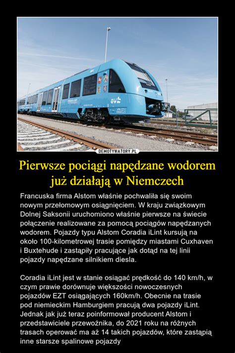 Pierwsze pociągi napędzane wodorem już działają w Niemczech