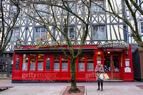 Rue De La Poterne View In Rouen Normandy France