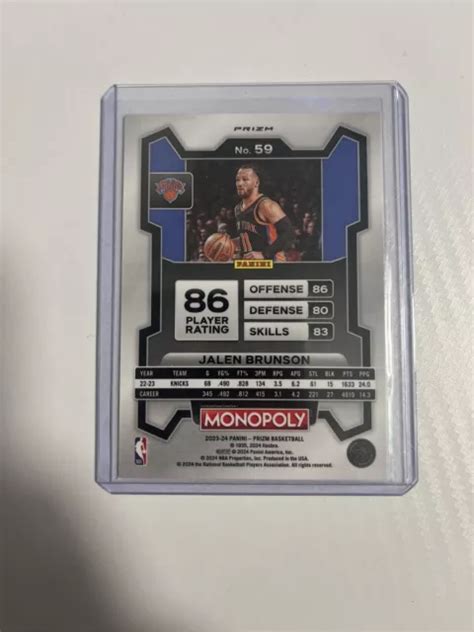 Panini Monopoly Prizm Viola Onda Jalen Brunson New York