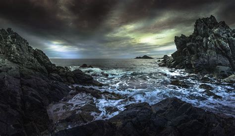 Wallpaper Sunlight Landscape Sea Water Rock Nature Reflection Sky Coast Cliff