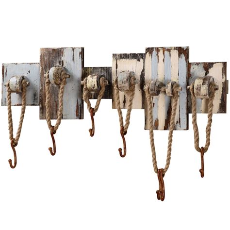 Rustic Nautical Rope Hooks Pool House Hat Coat Towel Holder 7 Wall Hook