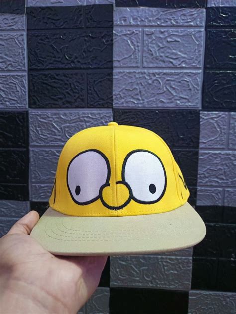 Universal Studio Simpson Big Homer Face Fitted Hat S M Mens Fashion