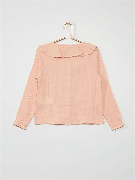 Chemise à collerette en gaze de coton vieux rose Kiabi 12 00