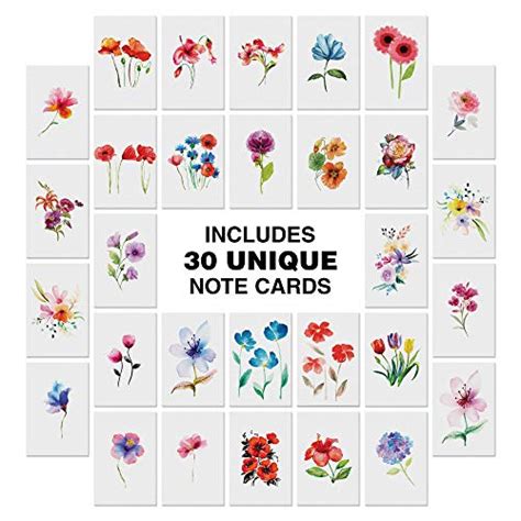 Dessie 30 Floral Watercolor Blank Cards With Envelopes 30 Different