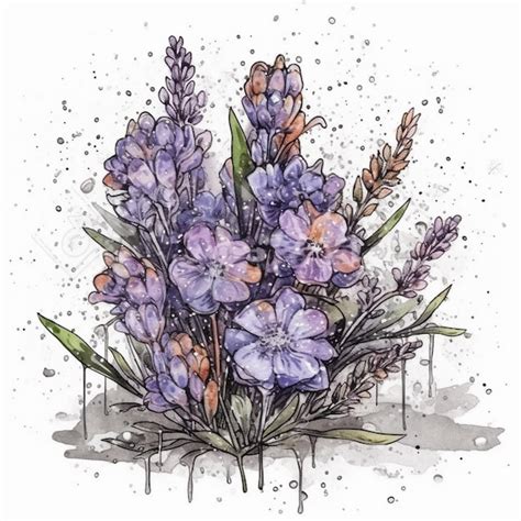 Premium Photo Watercolor Painting Of Lavender Flower