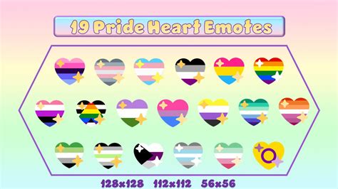 19 Pride Heart Emotes For Twitch And Discord Twitch Emotes Discord Emotes Emotes For Streamers