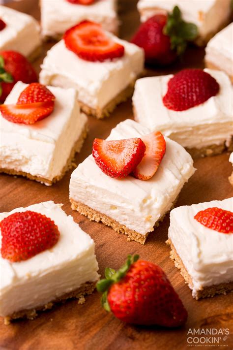 No Bake Cheesecake Bars Amandas Cookin Cheesecakes