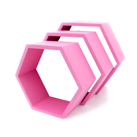 Buy Madeforhome Pink Wooden Box Hexagon Shaped Shelf Box Stands