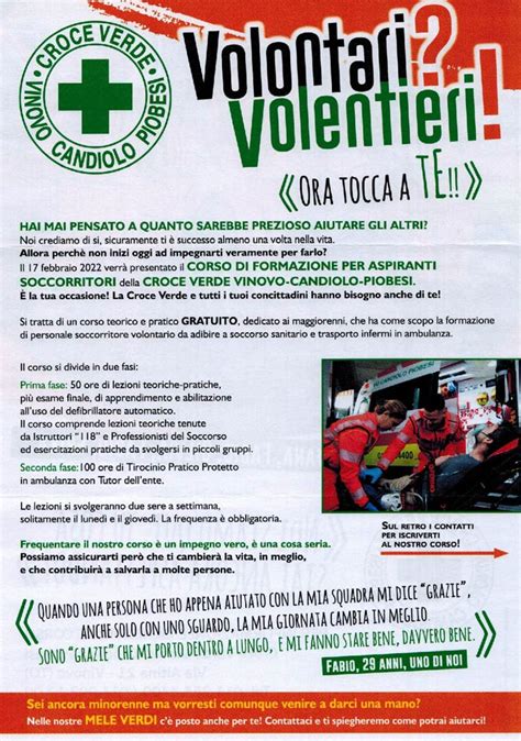 Croce Verde Vinovo Presenta Il Corso Per Volontari Soccorritori