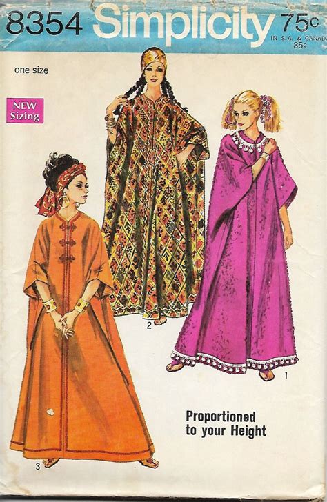 S Simplicity Misses Caftan Kaftan Sewing Pattern