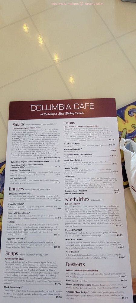 Menu at Columbia Restaurant, Tampa, E 7th Ave