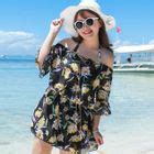 ENFOQUE Set Floral Print Bikini Beach Cover Up YesStyle