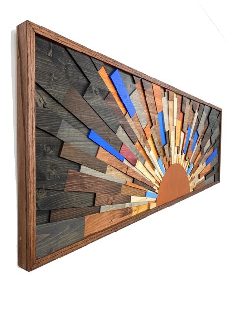 Wood Wall Art Burning Daylight 60x20 Wood Wall Etsy