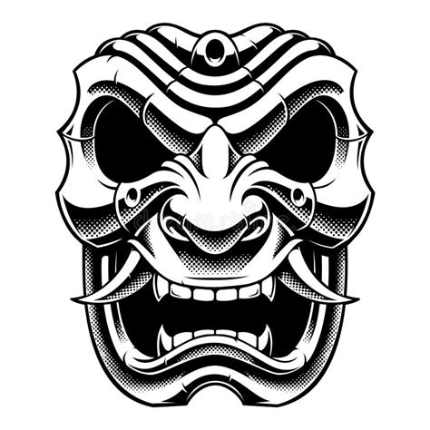 Samurai Mask Japanese Shogun Warrior Helmet Stock Vector Illustration