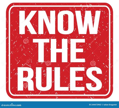 Know The Rules Text Written On Red Stamp Sign Stock Illustration