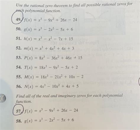 Solved C Use The Rational Zero Theorem To Find All