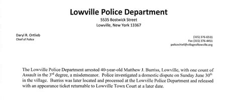 Lpd Lowville Resident Arrested On Assault Charge Following Alleged