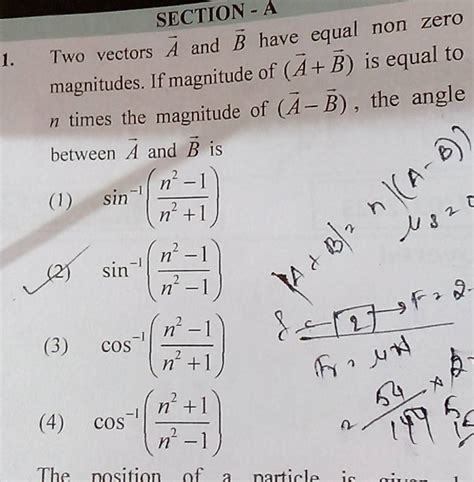 If Magnitude B Have Equal Non Zero 1 Two Vectors A And N Times The Magni