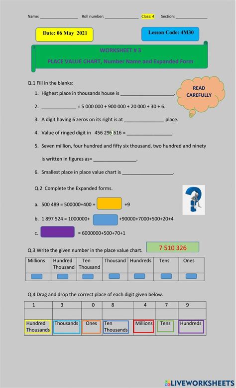 Place And Value Interactive Worksheet Live Worksheets