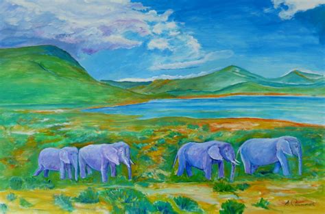 Herd Of Elephants Adriano Passardi Kunstmaler