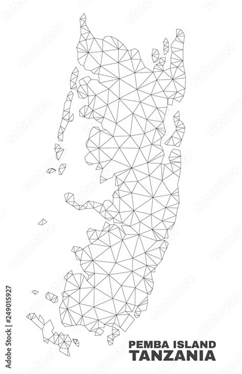 Abstract Pemba Island Map Isolated On A White Background Triangular