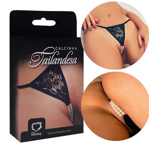 Calcinha Em Renda Tanga Tailandesa Lingerie Pérolas Moda Íntima