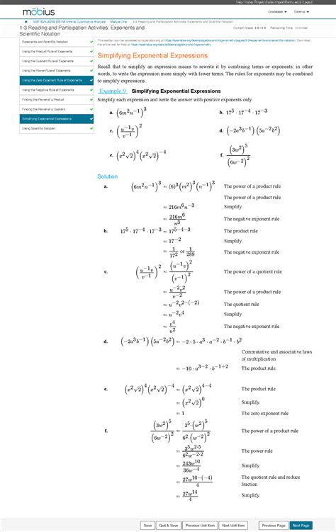 Simplifying Exponential Expressions Reading And Participation