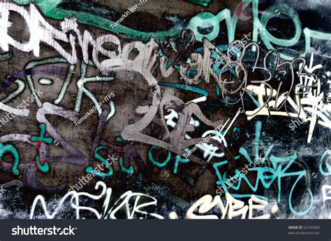 Black And White Graffiti On A Wall Stock Photo 52165300 : Shutterstock