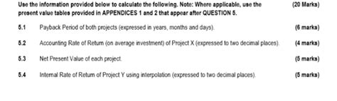 Solved 20 Marks Use The Information Provided Below To