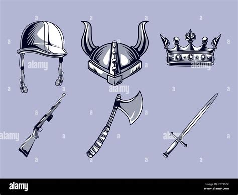 Helmets And Weapons Stock Vector Image And Art Alamy