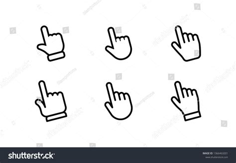 Set Hand Clicking Icons Click Finger Stock Vector Royalty Free