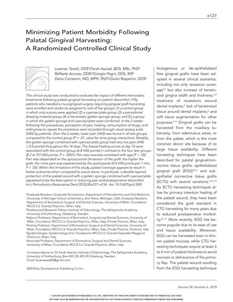 PDF Minimizing Patient Morbidity Following Palatal Gingival