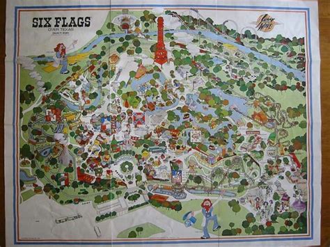 Vintage Six Flags Map Six Flags Over Texas Six Flags Flag