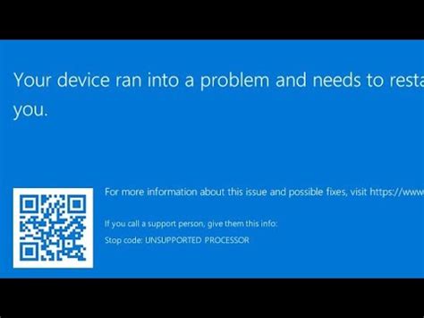 Windows Kb Bsod Pcs With Unsupported Processor Error Youtube