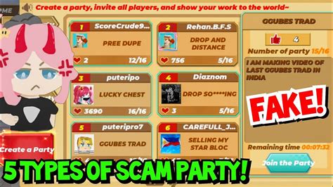 Exposing Types Of Scammer Party Blockman Go Skyblock Youtube