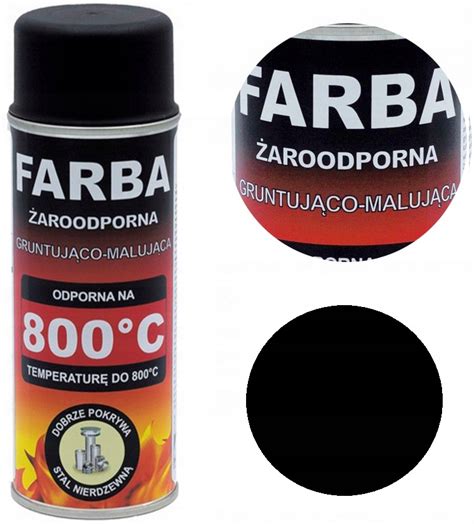 FARBA ŻAROODPORNA W SPRAYU DO KOMINKA PIECA GRILLA 400 ML HANSA CZARNA