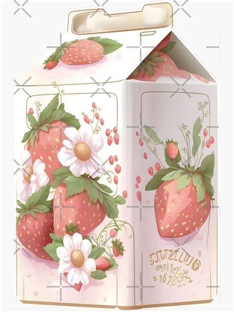 Cute Strawberry Milk Carton Kawaii Pink Aesthetic Sticker For Sale By