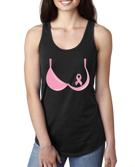 Wild Bobby Ribbon Pink Bra Breast Cancer Awareness Women Racerback