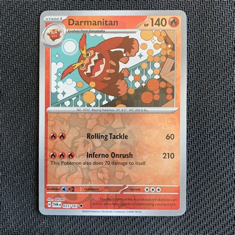 Darmanitan 035 167 Reverse Holo Pokemon TCG Twilight Masquerade Near