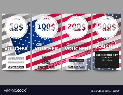 Set Of Modern Gift Voucher Templates Presidents Vector Image