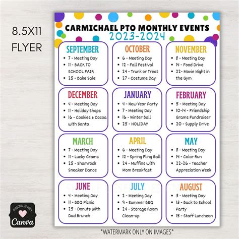 Pto Monthly Yearly Event Calendar Simple Desert Designs