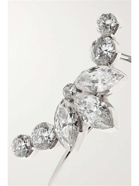 Maria Tash Lotus Garland Karat White Gold Diamond Earring Net A Porter