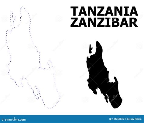 Vector Contour Dotted Map Of Zanzibar Island With Name Stock Vector